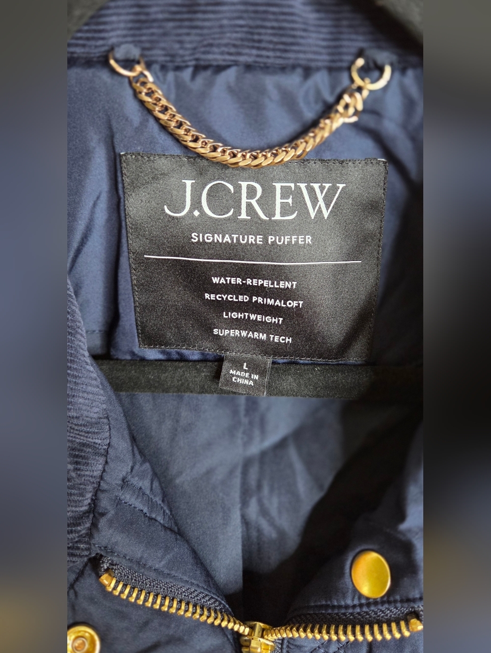 J.Crew Signature Puffer Vest In Navy With Navy Corduroy Collar - Picture 3 of 16